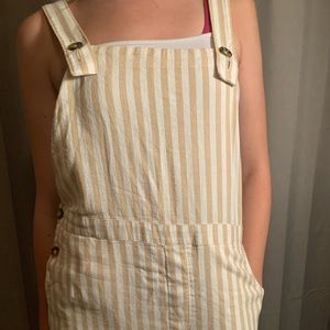 Hollister White and Yellow Overalls
